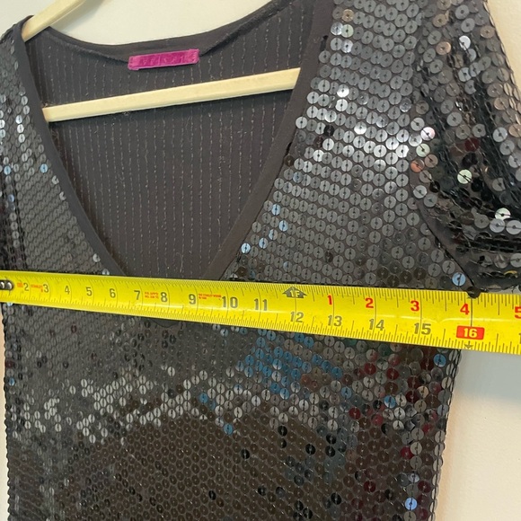 Velvet Women’s Black Sequin Deep V Neck Mini Dress half sleeve - Picture 5 of 10